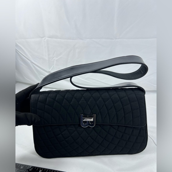 Vintage Bally Black Quilted Nylon & Leather Shoulder Bag Made in Italy - Picture 14 of 14